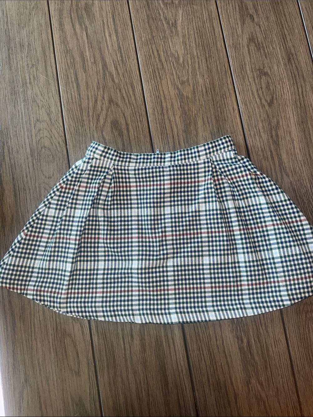 The Beaufort Bonnet Company Plaid Pleated Skirt in Cream, Black and Red